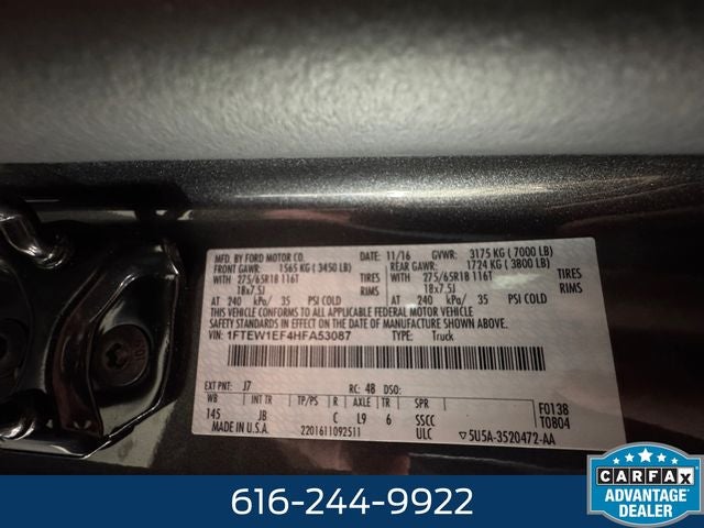 2017 Ford F-150 XLT 5.0 Liter V8 SuperCrew 4WD