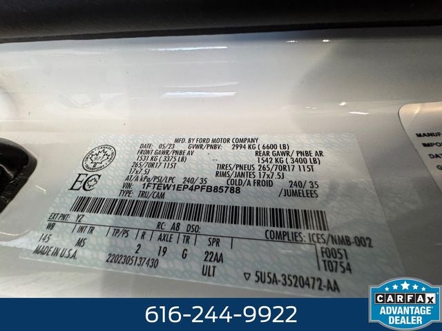 2023 Ford F-150 XLT 2.7 Liter V6 EcoBoost SuperCrew 4WD