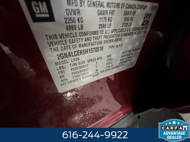 2017 Chevrolet Equinox LT 2.4 Liter FWD