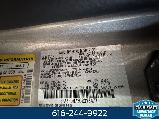2016 Ford Fusion SE 2.5 Liter FWD
