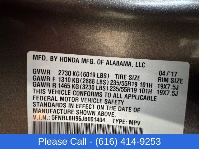 2018 Honda Odyssey Elite 3.5 Liter V6 8 Passenger 3rd Row Seating