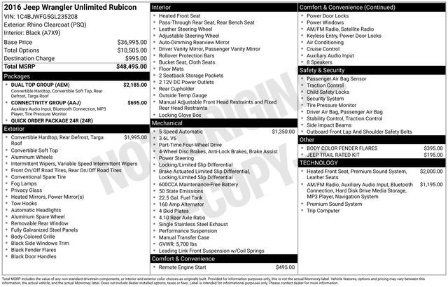 2016 Jeep Wrangler Unlimited Rubicon