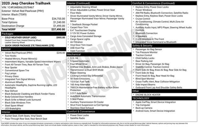 2020 Jeep Cherokee Trailhawk 4x4