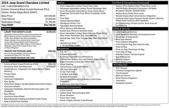 2024 Jeep Grand Cherokee Limited 3.6 Liter V6 4WD