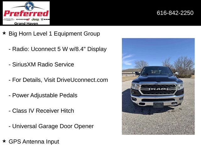 2022 RAM 1500 Big Horn/Lone Star 5.7 Liter V8 Hemi Crew Cab 4WD