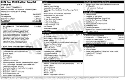2022 RAM 1500 Big Horn/Lone Star 5.7 Liter V8 Hemi Crew Cab 4WD